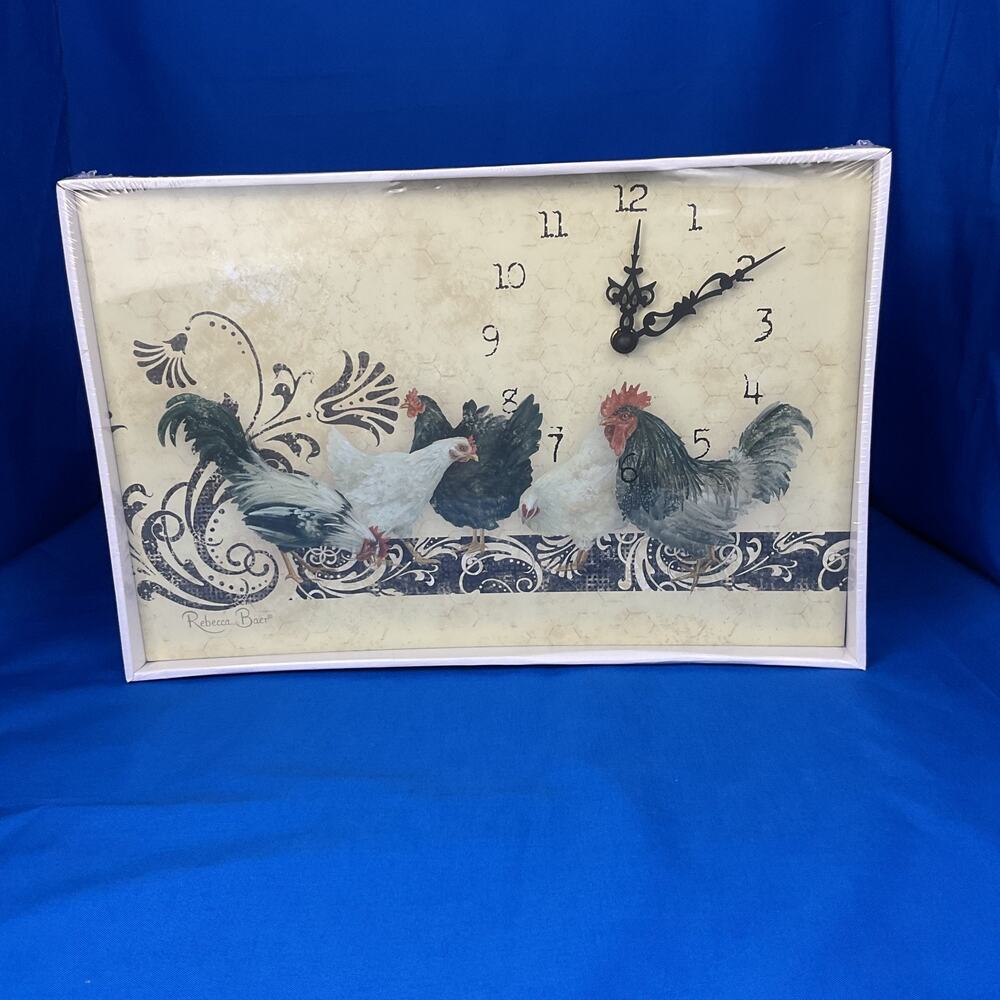 Rooster Chicken Wall Clock Farmhouse Country Canvas Art New In Wrap